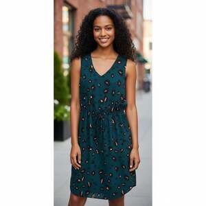 SHEIN LUNE Leopard Print Tie Front Fake Button Dress